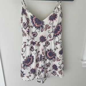 Purple & white floral romper